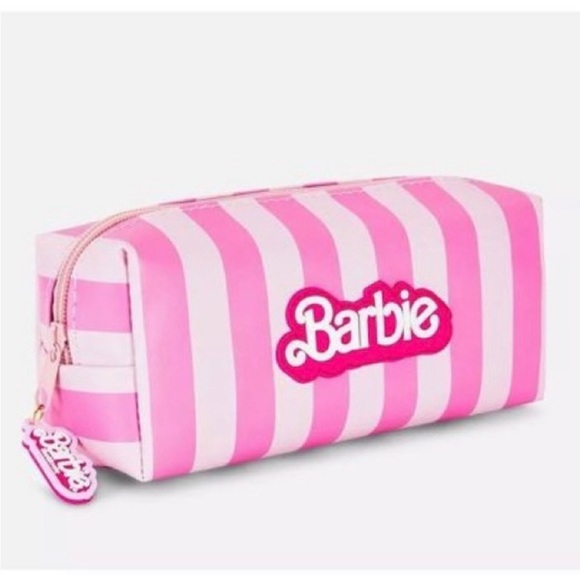 💕 Barbie The Movie Striped Cosmetic Case - Picture 1 of 2